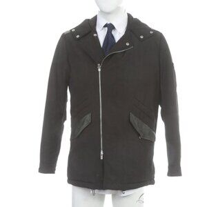 The Kooples Mens Medium Black LEATHER Trim CINCHWAIST Hooded Parka Coat MSRP 795